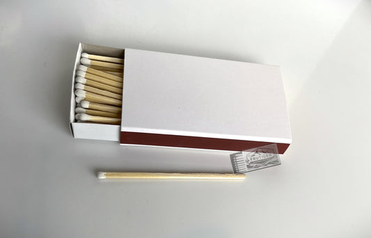 Zündholzschachtel weiss neutral, 10cm lange Streichhölzer mit weissen Zündköpfen
