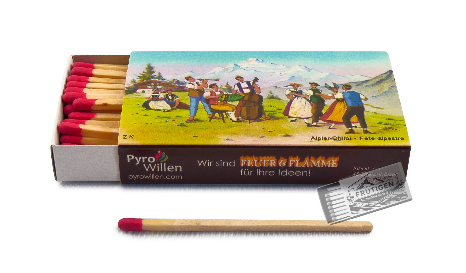 Zündholzschachtel mit einem gemahlenen Bild = Kapelle vom Künstler Björn Zryd