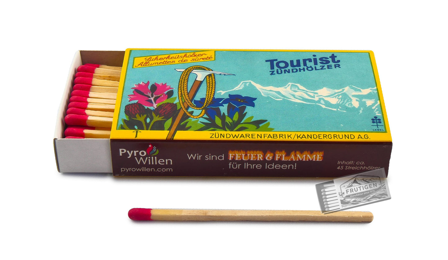 Zündholzschachtel mit einem gemahlenen Bild = Tourist vom Künstler Björn Zryd